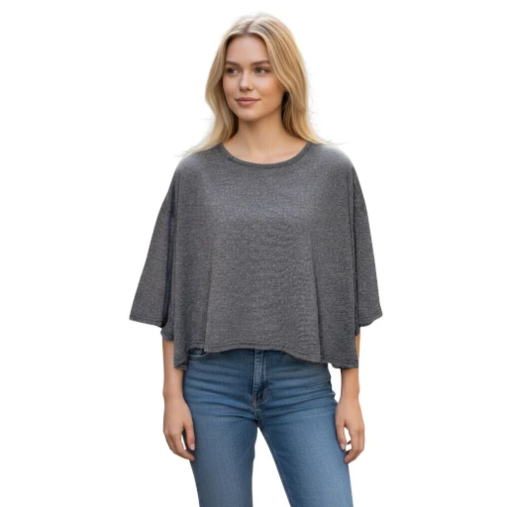 La Nouvelle Famille Women's Gray short Sleeve Crop Top - NWT